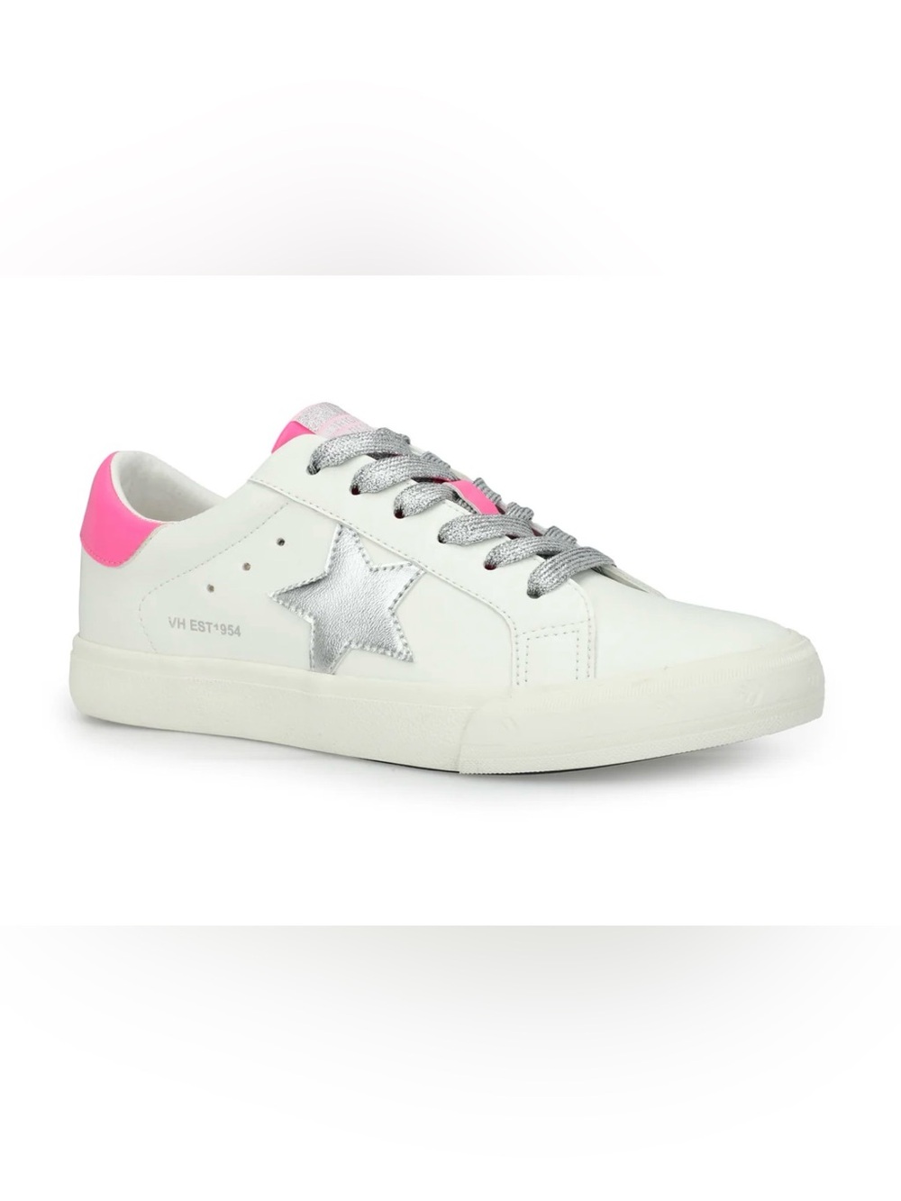 Vintage Havana White Sneakers with Silver Star & Pink Heel